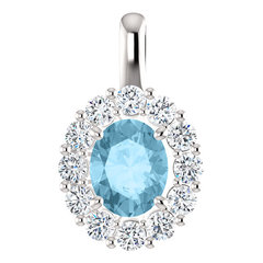Oval halo pendant gold platinum 6