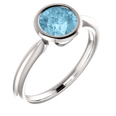 Bezel set aquamarine engagement ring